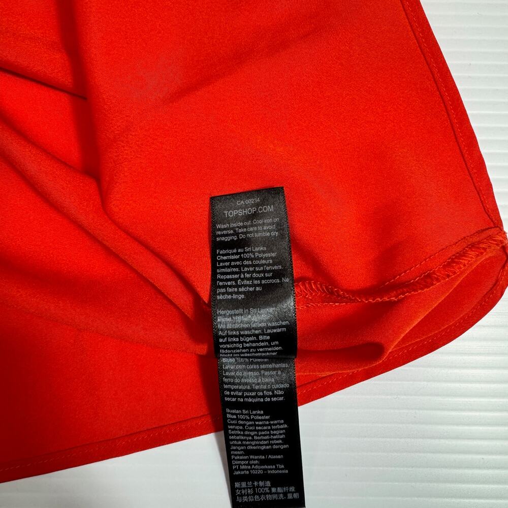 Cowl Neck Camisole Red Satin Slip Tank Women's 8 Y2K Summer Party Date Night - Picture 13 of 16